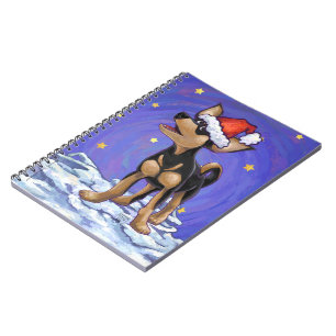 Caderno Espiral Starry Night Festivo Chihuhua em Santa Hat