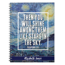 Starry Night - Notebook Bíblia Verso Personalizado