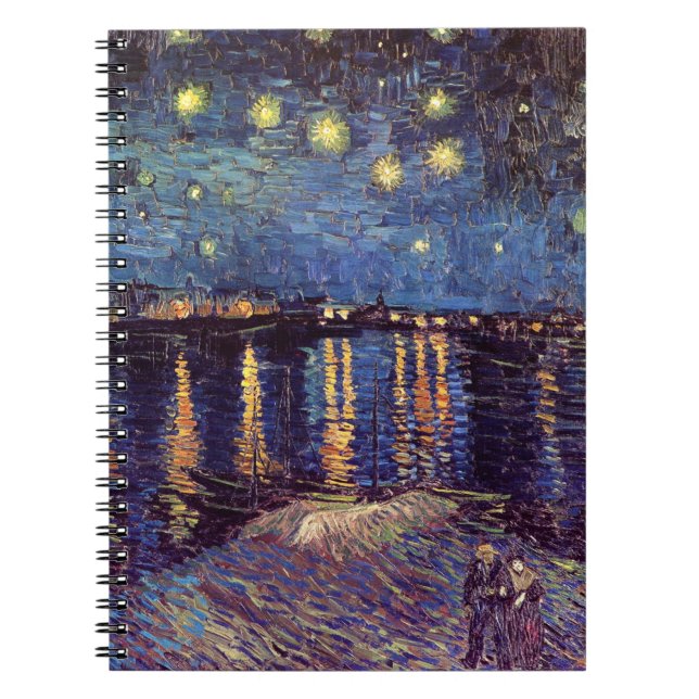 Caderno Espiral Starry Night Over the Rhone, por Vincent van Gogh (Frente)