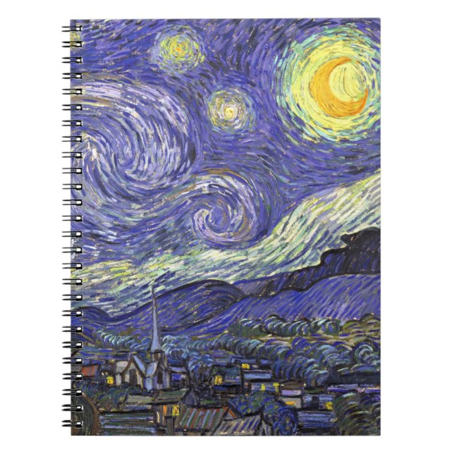 Caderno Espiral Starry Night por Vincent van Gogh (Frente)