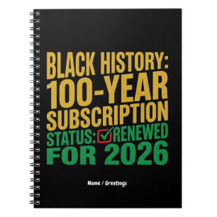 Caderno Espiral Status de assinatura renovado da história negra de