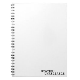 Caderno Espiral Status Unreliable Minimalist Typographic Spiral 