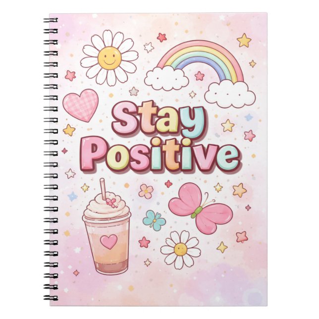 Caderno Espiral Stay Positive Cute Notebook –  (Frente)