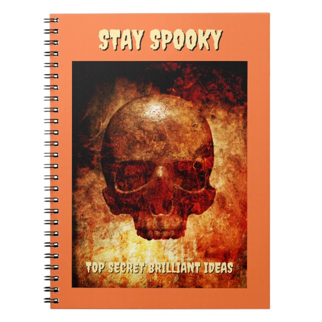 Caderno Espiral Stay Spooky. Top Secret Ideas. 3D human skull. (Frente)