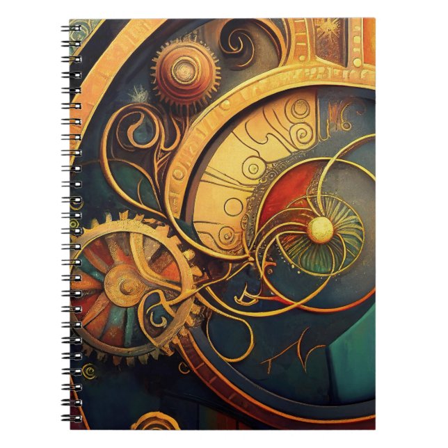 Caderno Espiral Steampunk Clockwork Abstract Design (Frente)
