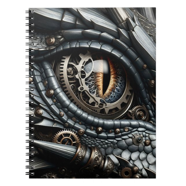 Caderno Espiral Steampunk Dragon Olho Fechado Ai Art (Frente)