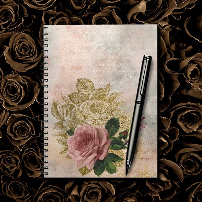 Caderno Espiral Steampunk Glam | Corante Dourado e Rosa (Criador carregado)