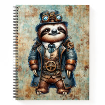 Caderno espiral Steampunk Preguiça