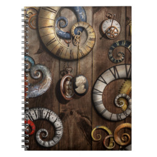 Caderno Espiral Steampunk - Relógio - Máquina do tempo