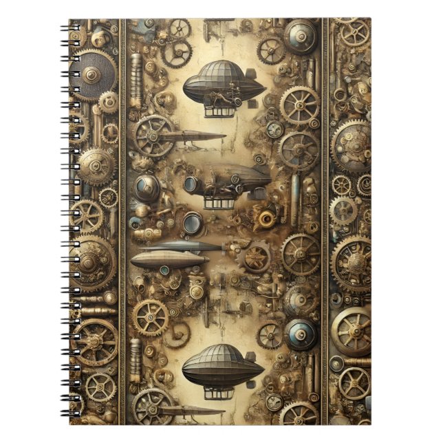 Caderno Espiral Steampunk Retro-Futurista  (Frente)