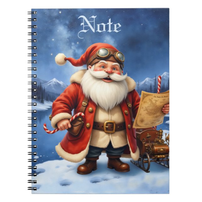 Caderno Espiral Steampunk Santa Claus – Vintage Christmas Adventur (Frente)