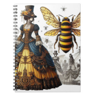 Caderno Espiral Steampunk Vintage, dama vitoriana da rainha