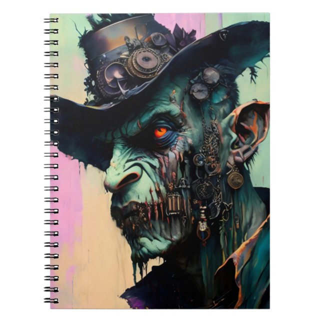 Caderno Espiral Steampunk Zombie Cowboy (Frente)