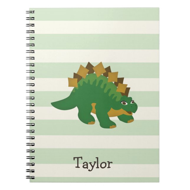 Caderno Espiral Stegossauro em Greve Verde de Pastel (Frente)