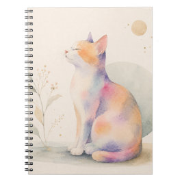 Caderno Espiral Stille Katze im Mondlicht – Aquarell Katzen Notizb
