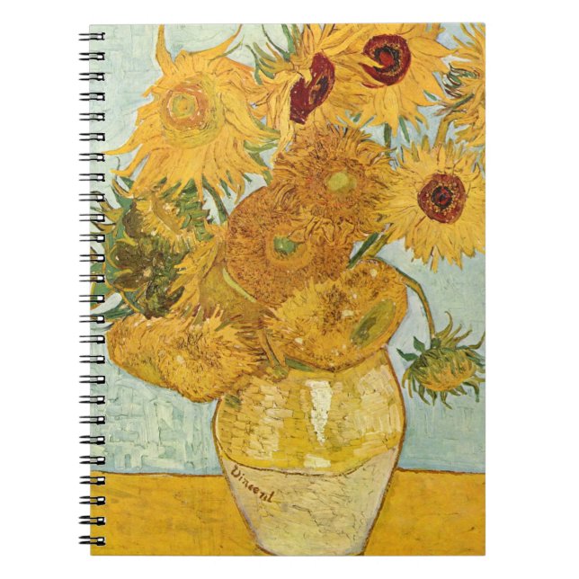Caderno Espiral Stilleben mit 12 Sonnenblumen de Vincent van Gogh (Frente)