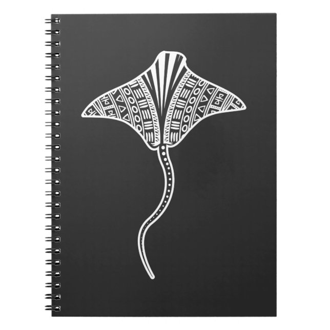 Caderno Espiral Stingray Tribal Sea Animal Tropical Beach (Frente)