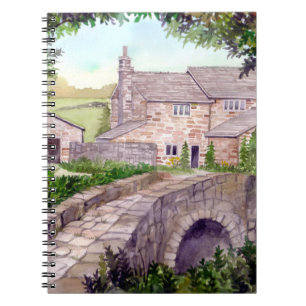 Caderno Espiral Stone Bridge Watercolor Painting