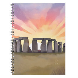 Caderno Espiral Stonehenge | Wiltshire England Historic Watercolor