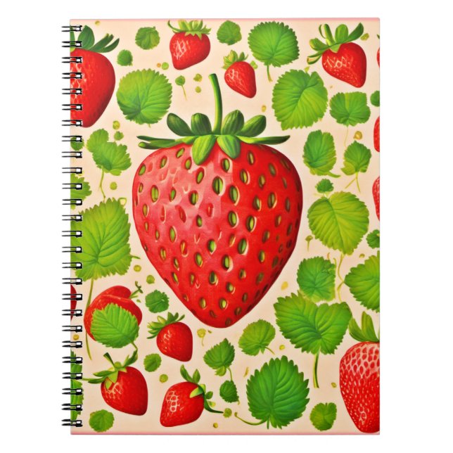 Caderno Espiral Strawberry Dadaist Trabalho de arte (Frente)