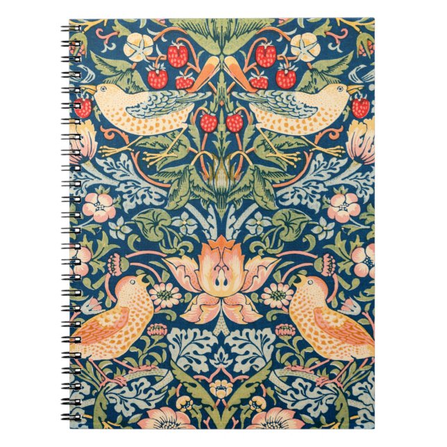 Caderno Espiral Strawberry Thef Artístico William Morris Notebook (Frente)