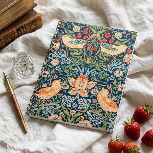 Caderno Espiral Strawberry Thef Artístico William Morris Notebook (Criador carregado)