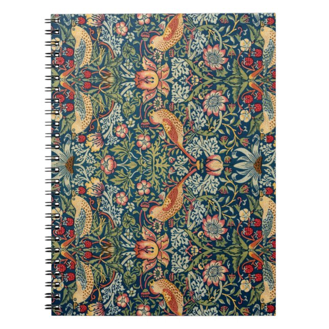 Caderno Espiral Strawberry Thief por William Morris (Frente)