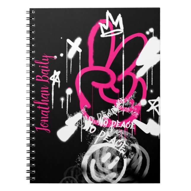 Caderno Espiral Street Spray Paint Grafite No Peace (Frente)