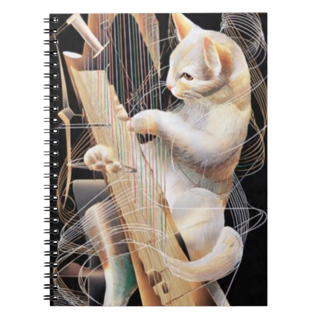 Caderno Espiral Strings of Imagination – Surreal Cat Notebook (Frente)