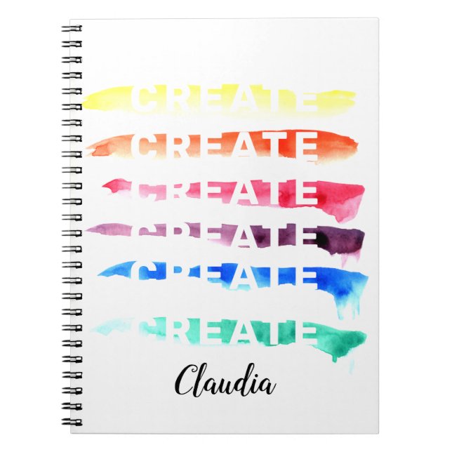 Caderno Espiral Stripes de Aquarela Arco-Íris | CRIO (Frente)