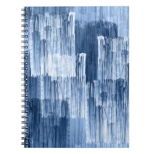 Caderno Espiral Stripes de Cor da Água Azul: Padrão Geométrico (Frente)