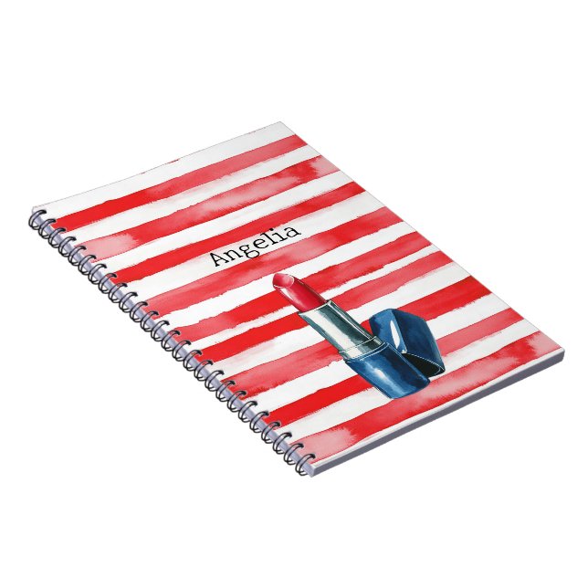 Caderno Espiral Stripes French Riviera Red Lipstick (Lado Direito)
