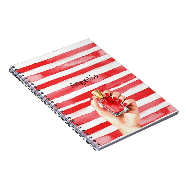 Caderno Espiral Stripes French Riviera Red Nail Polish (Lado Direito)