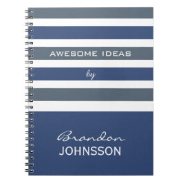 Caderno Espiral Stripes Padrões do notebook personalizado monogram