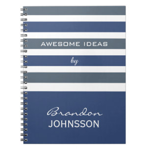 Caderno Espiral Stripes Padrões do notebook personalizado monogram