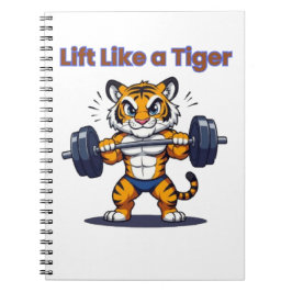 Caderno Espiral **Strong Tiger – Cute Tiger Lifting Weights Illust