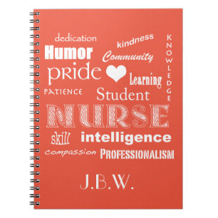 Caderno Espiral Student Nurse-Attributes+Heart/Monogram
