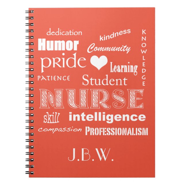 Caderno Espiral Student Nurse-Attributes+Heart/Monogram (Frente)