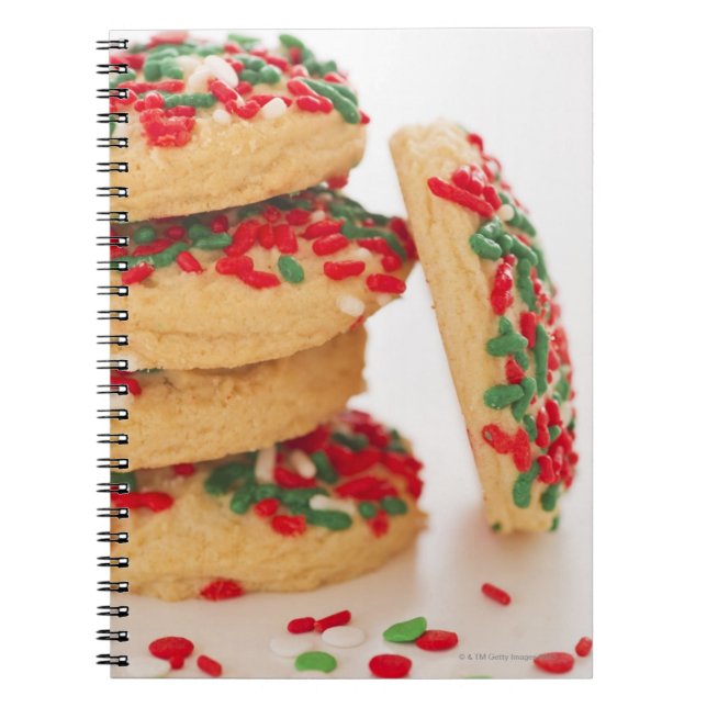 Caderno Espiral Studio Shot de biscoitos de natal com aspersores (Frente)