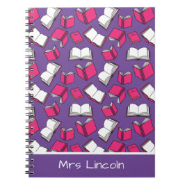 Caderno Espiral Stylish School Librarian Teacher and Bookworm