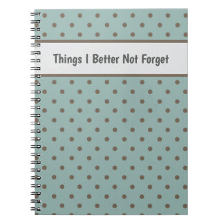 Caderno Espiral Stylish, Teal Background With Brown Polka Dot