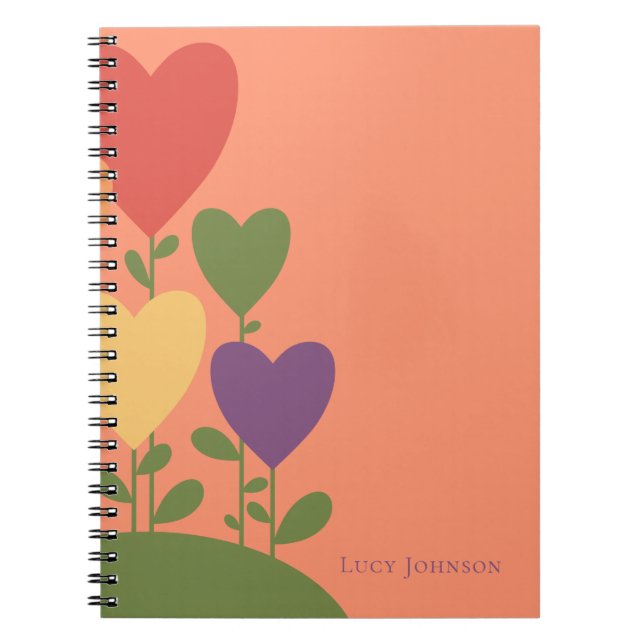 Caderno Espiral Stylish Trendy Cute Heart Simple Monogram (Frente)