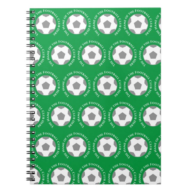 Caderno Espiral Sua Equipe de futebol em verde (Frente)