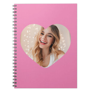 Caderno Espiral Sua foto seu rosto em um coração personalizado ros