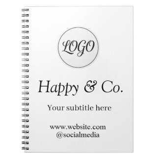 Caderno Espiral sua logotipo nome da empresa subtítulo site social