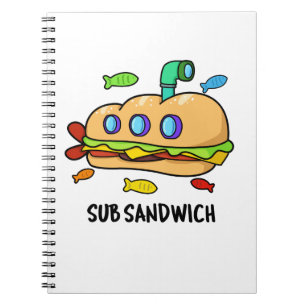 Caderno Espiral Sub Sanduíche Piada Engraçada de Comida