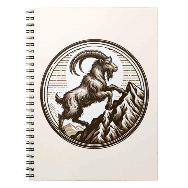 Caderno Espiral Subindo Montanha Capricórnio Aniversário Zodiac (Frente)