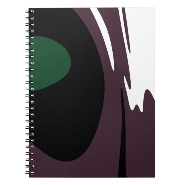 Caderno Espiral Submersão: Abstrato preto, branco, roxo e verde (Frente)