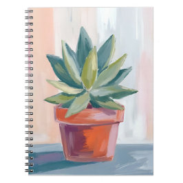 Caderno Espiral Succulent Houseplant Watercolor Botanical