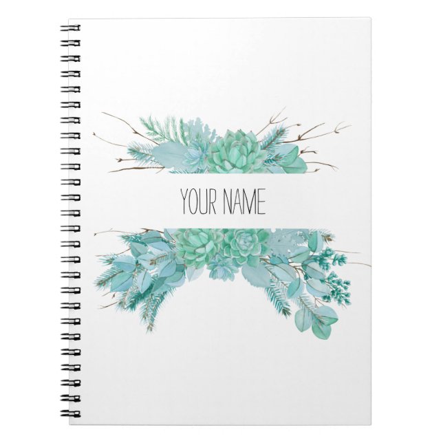 Caderno Espiral Sucultos Personalizados de Cores de Água (Frente)